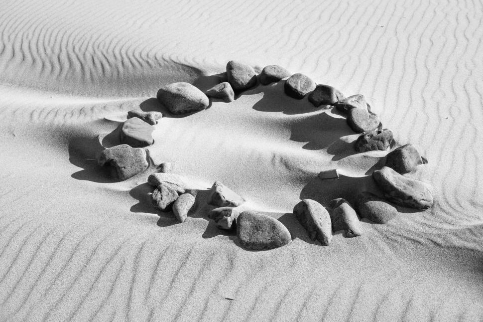 Free Image of Circle of stones in the sand 