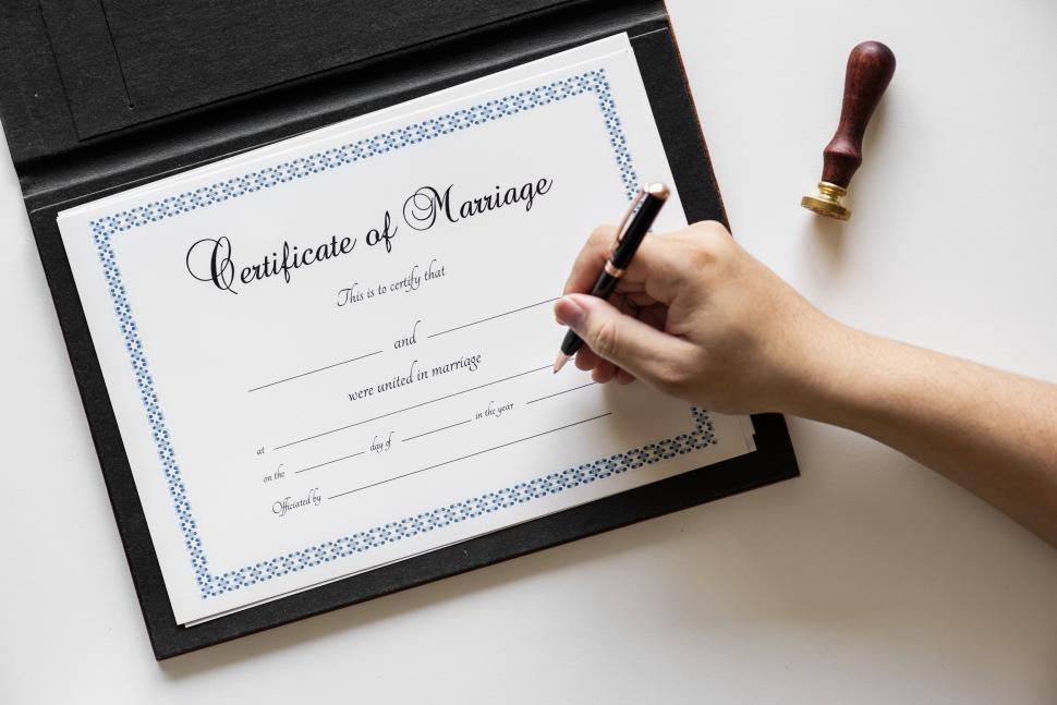 Free Image of Writing on the Certificate of Marriage - signature 