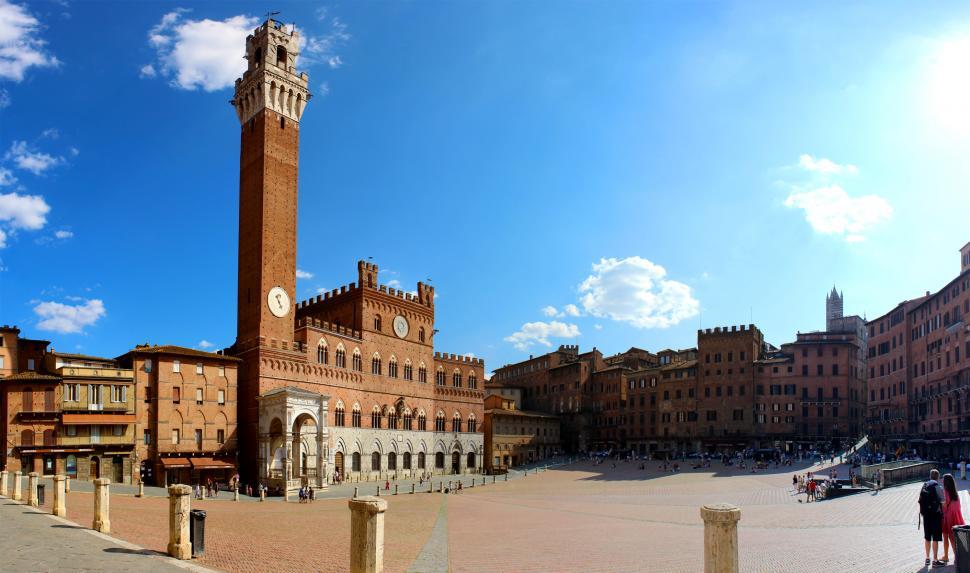 Free Image of Siena - Piazza del Campo - Palio - Torre del Mangia - Tuscany -  