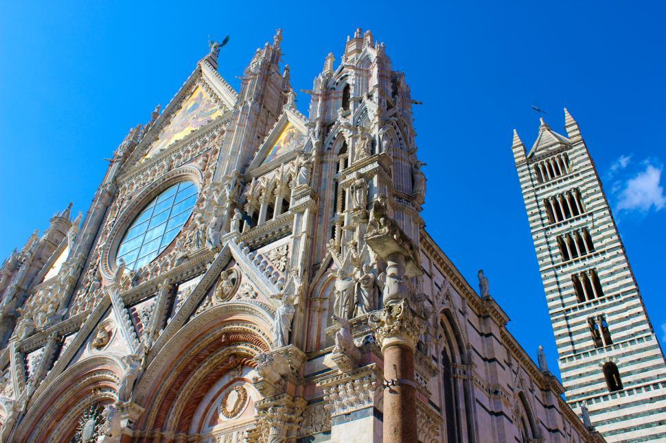 Free Image of Siena Cathedral - Duomo di Siena - Perspective of Facade and Bel 