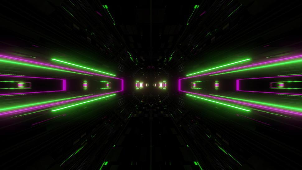 Free Image of futuristic science-fiction lights glowing tunnel corridor 3d illustration background 