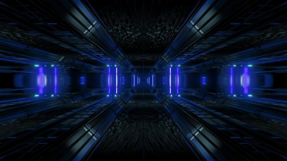 Free Image of dark space scifi tunnel background with abstract texture background 3d illustration 