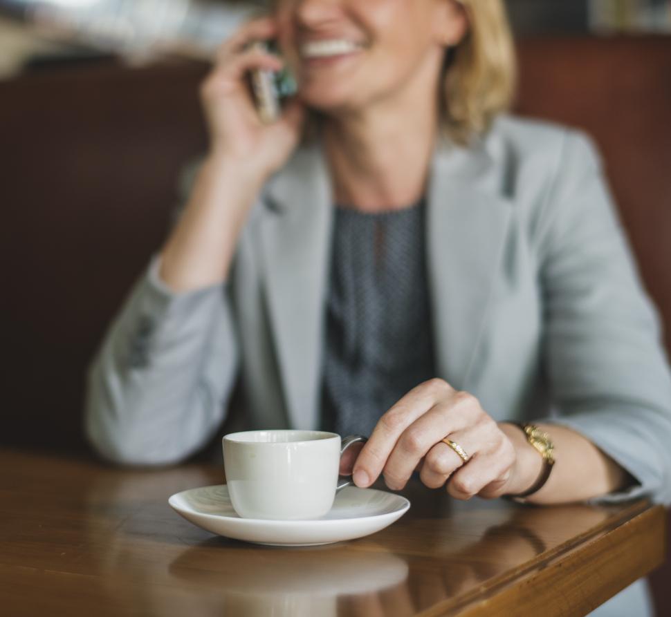 Free Image of A Caucasian businesswoman calling on her mobile phone 