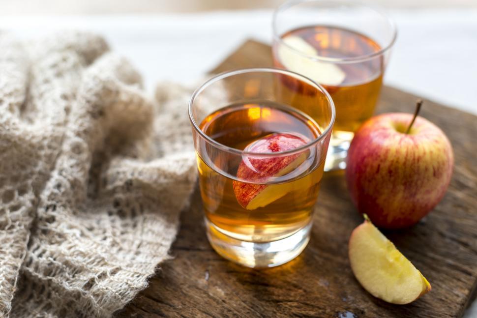 Free Image of Close up of apple juice glasses 