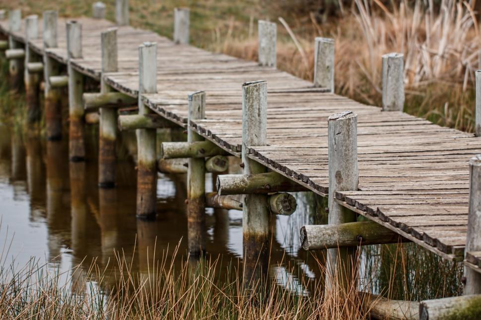 Free Image of Wooden Bridge Crossing a River 