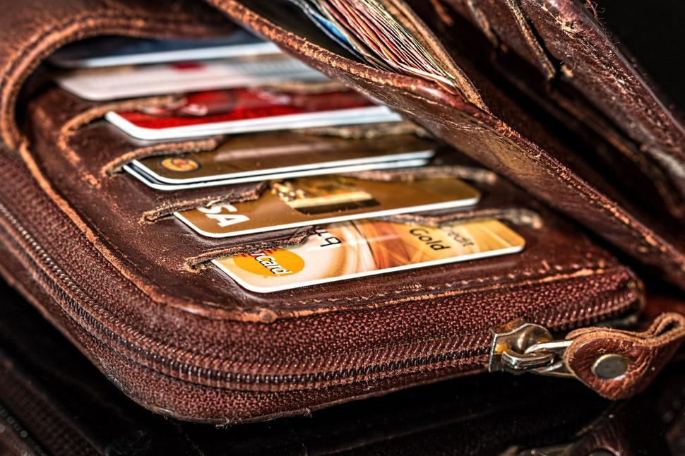 Free Image of A Wallet With Credit Cards Visible 