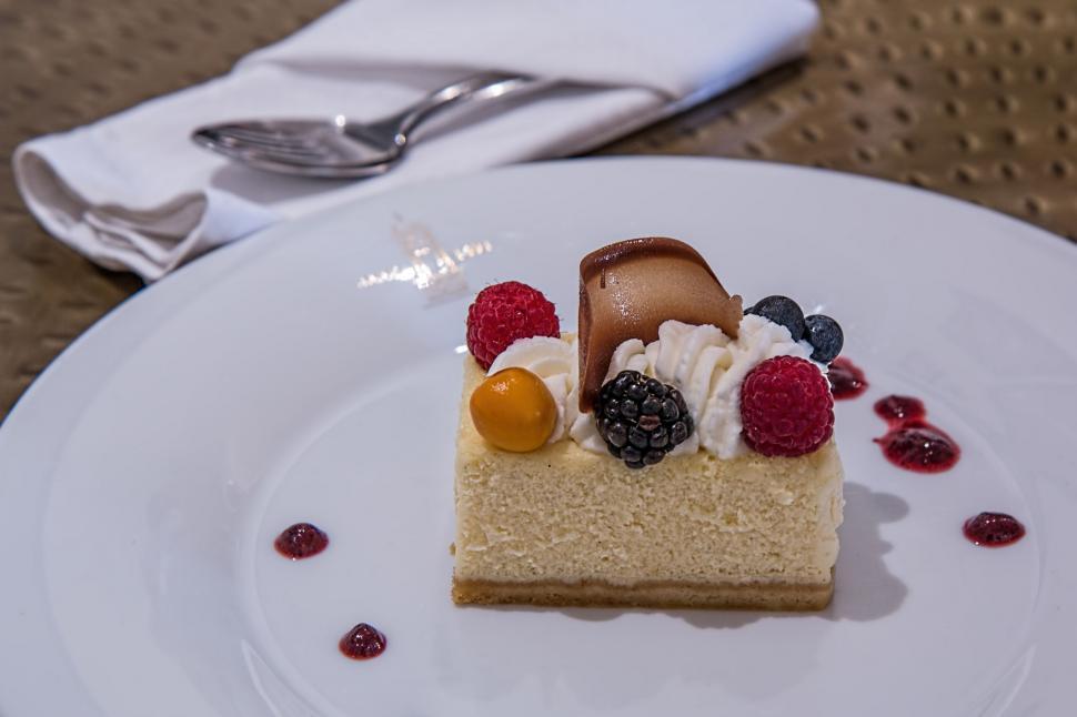 Free Image of A Slice of Cake on a White Plate 