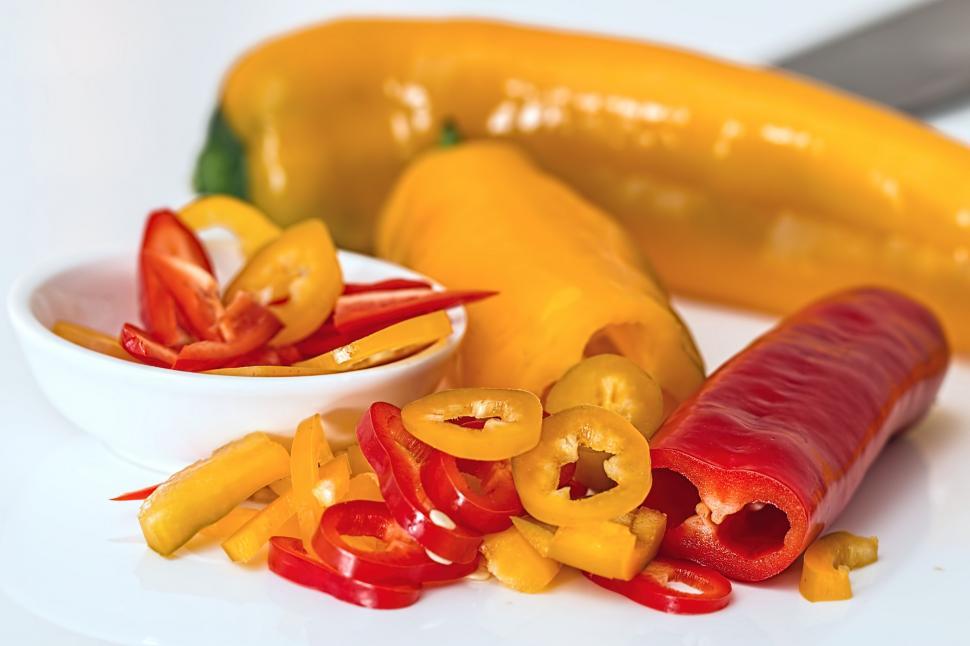 Free Image of Hot Dog With Peppers on White Plate 