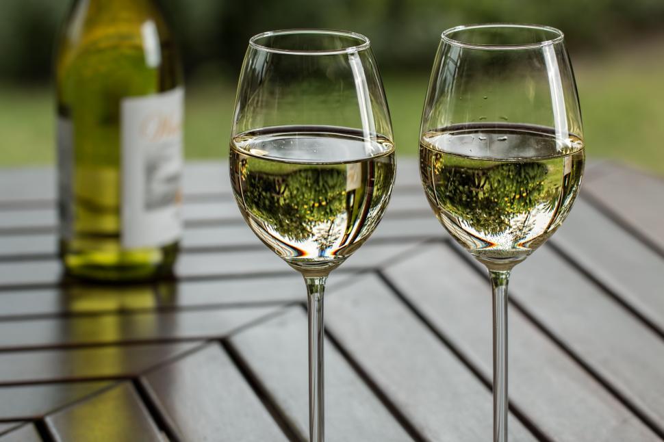Free Image of Two Glasses of Wine on Table 