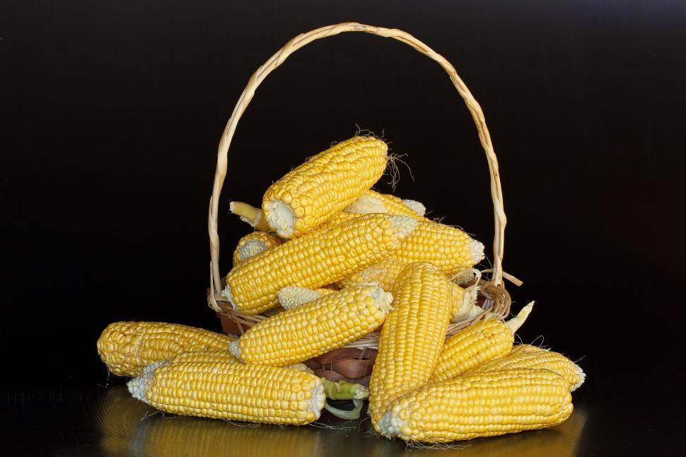 Free Image of Basket Filled With Corn on Table 