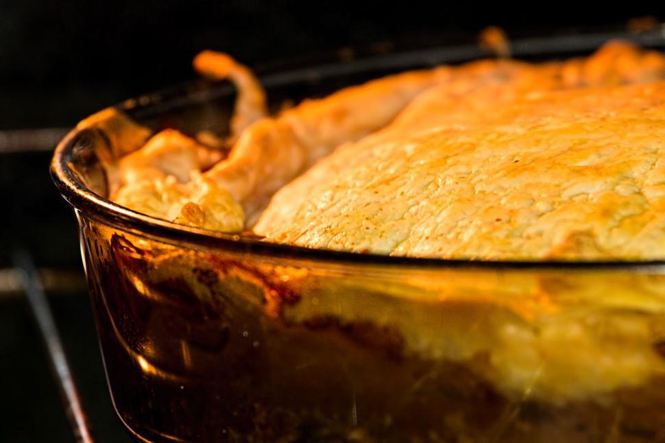 Free Image of Casserole in Glass Dish Baking in Oven 