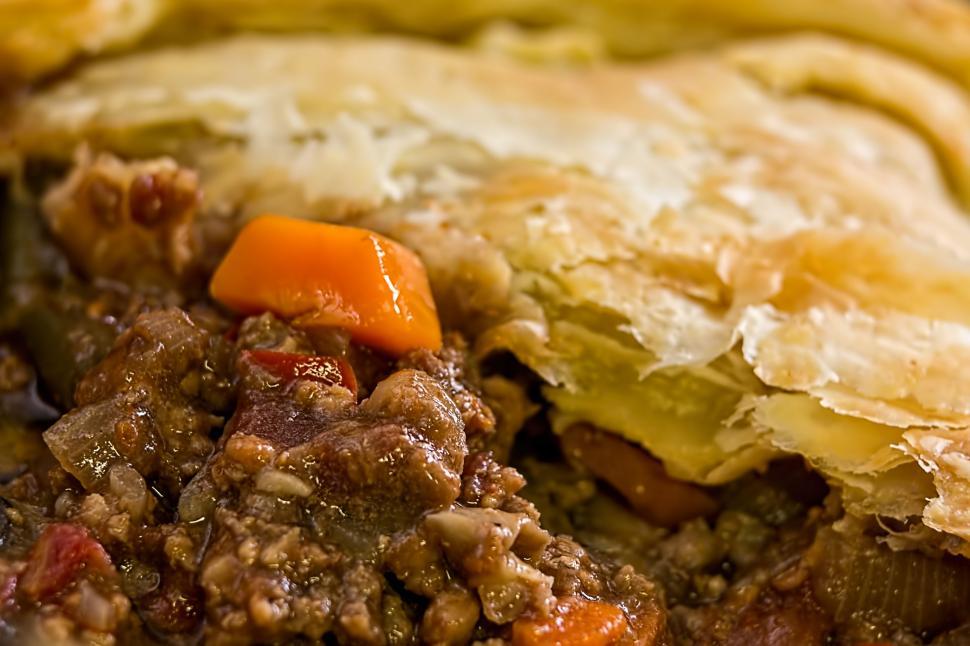 Free Image of Close-Up of Meat and Vegetable Pie 