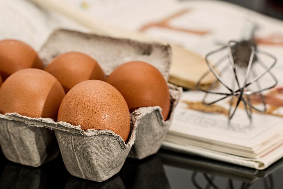 Free Image of A Dozen Eggs in a Carton on a Table 