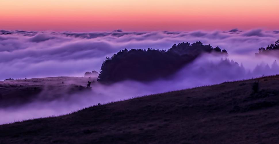 Free Image of Foggy Hill With Distant Trees 