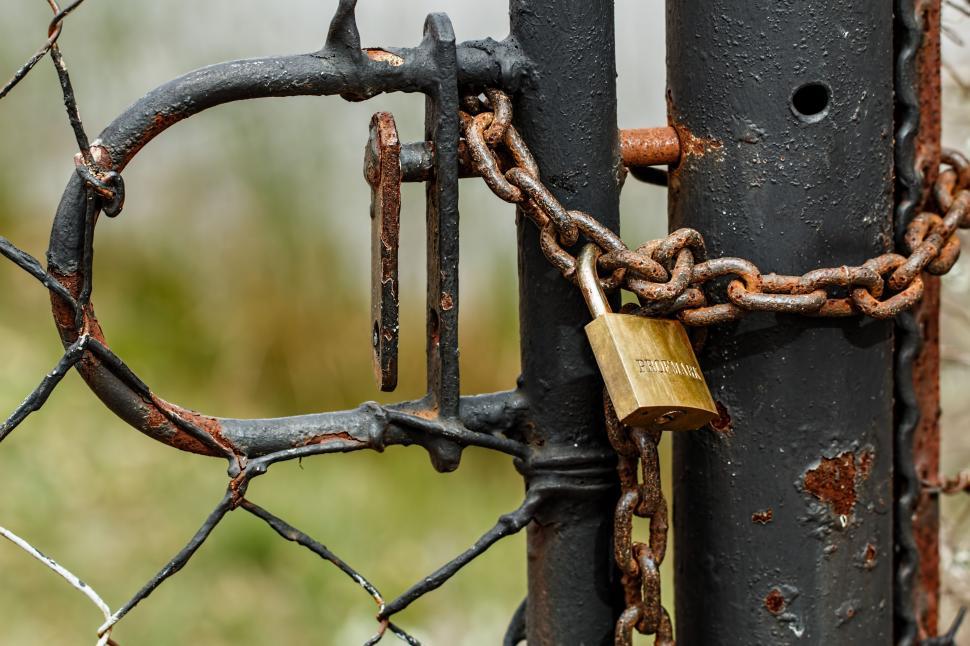 Free Image of Rusty Gate With Padlock 