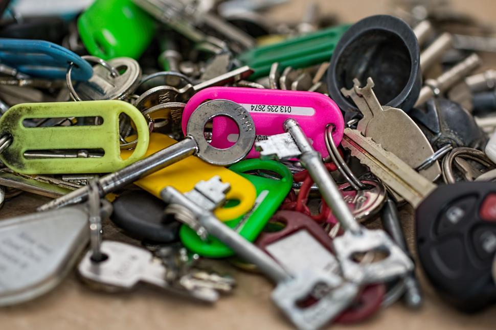 Free Image of Assorted Keys Pile on Table 