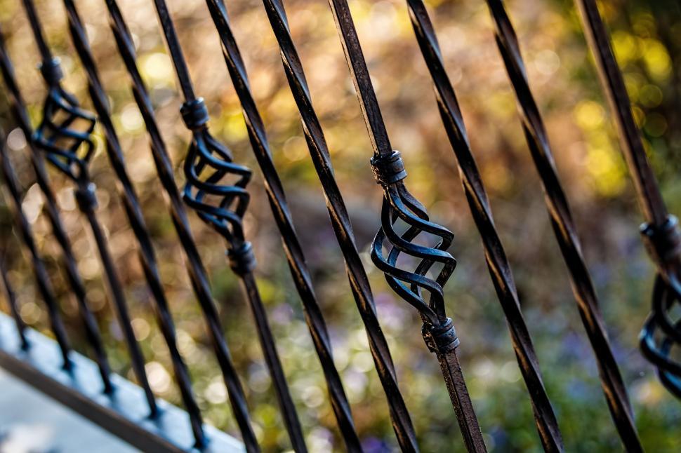 Free Image of Wrought iron railings with blur trees  