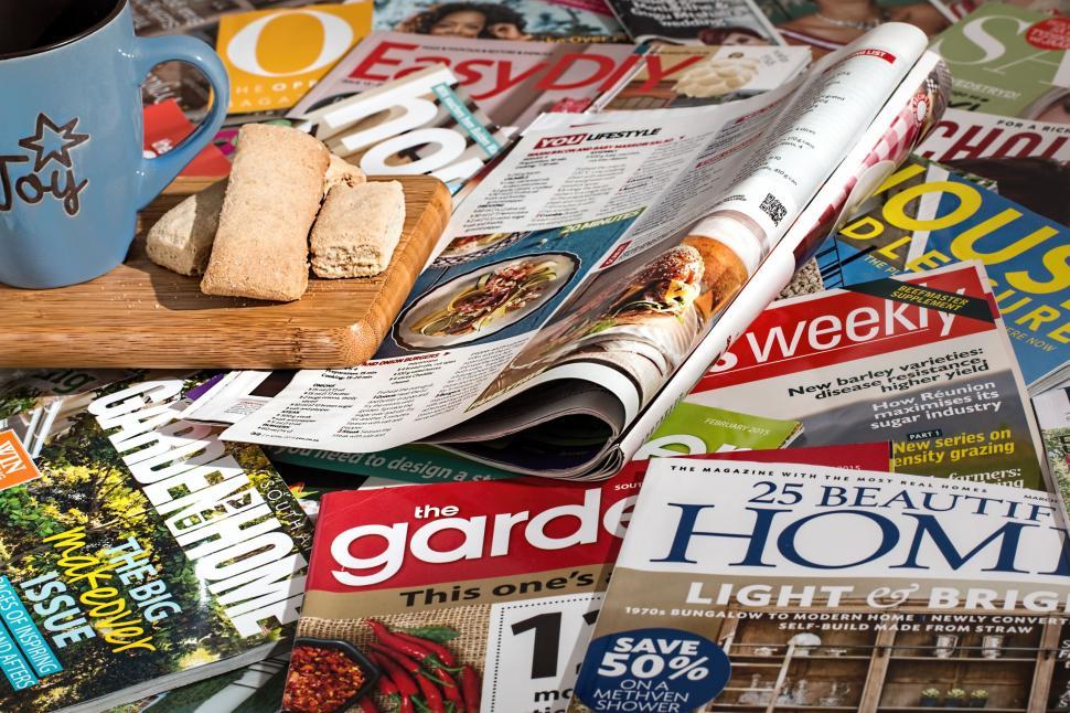 Free Image of Pile of Magazines and Coffee 