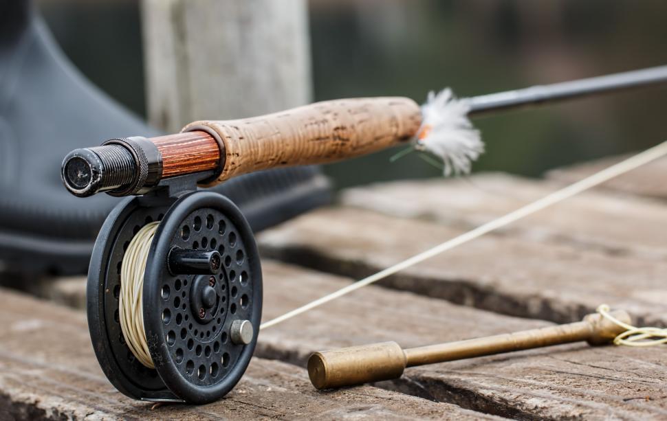 Free Image of Close Up of Fishing Rod on Dock 
