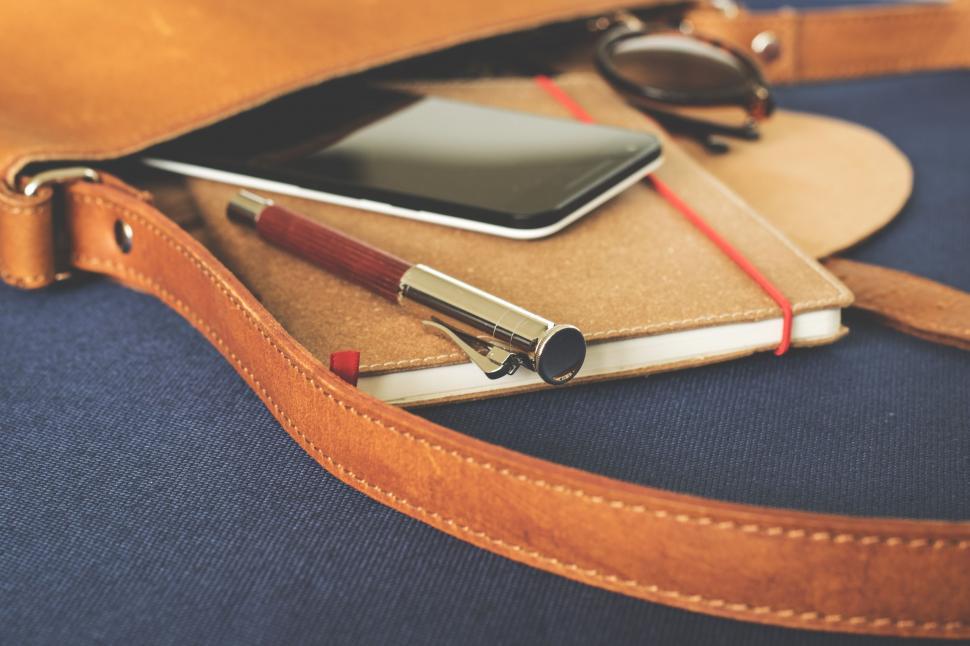 Free Image of Business accessories with leather bag 
