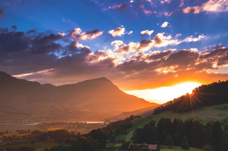 Free Image of Sunset Over mountains  