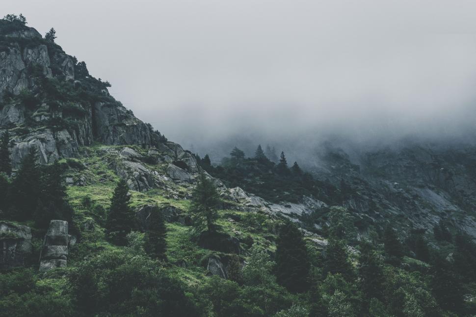 Free Image of Foggy Landscape over mountains 