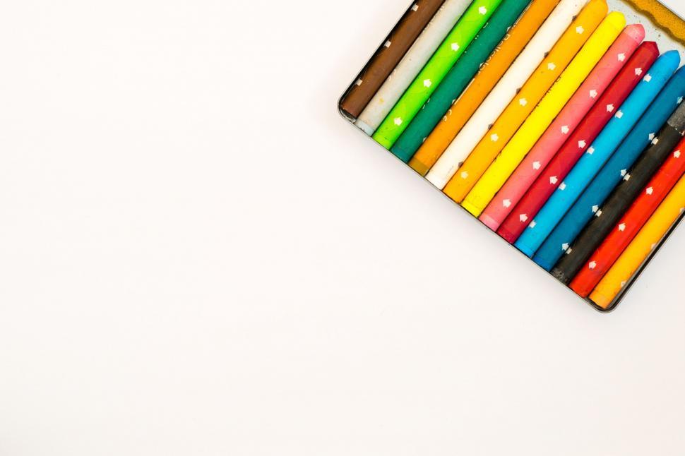 Free Image of Color Pencils - Copy Space  