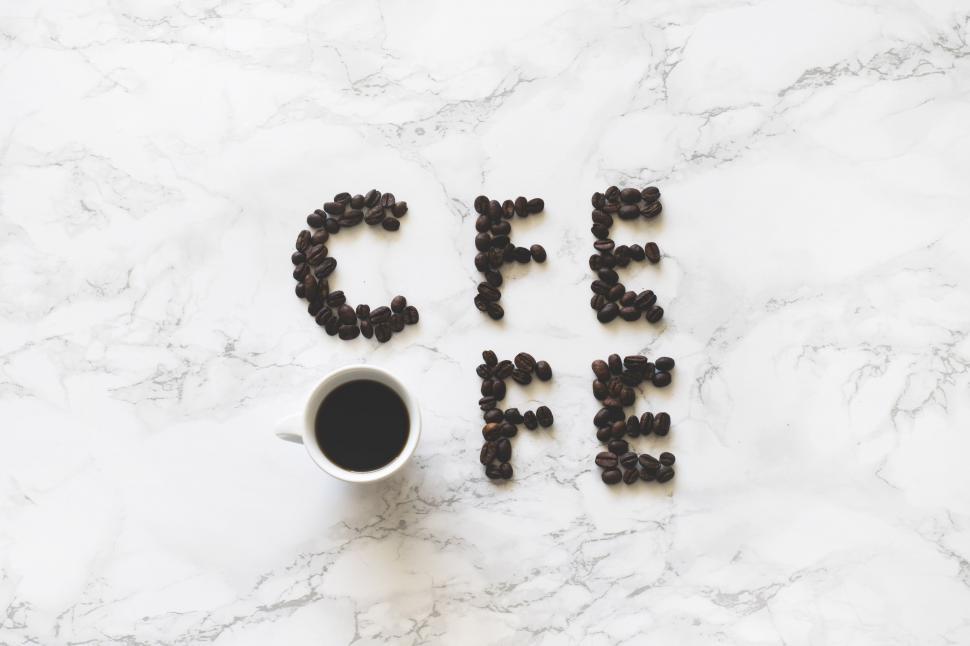 Free Image of Word Coffee with Coffee Beans  