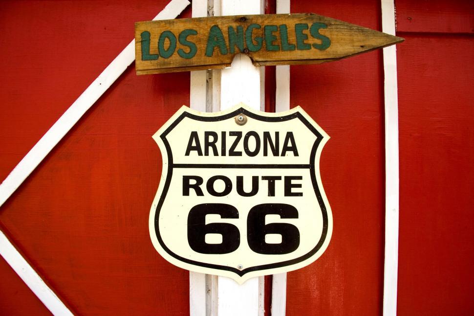 Free Image of Arizona Route 66 on red background  