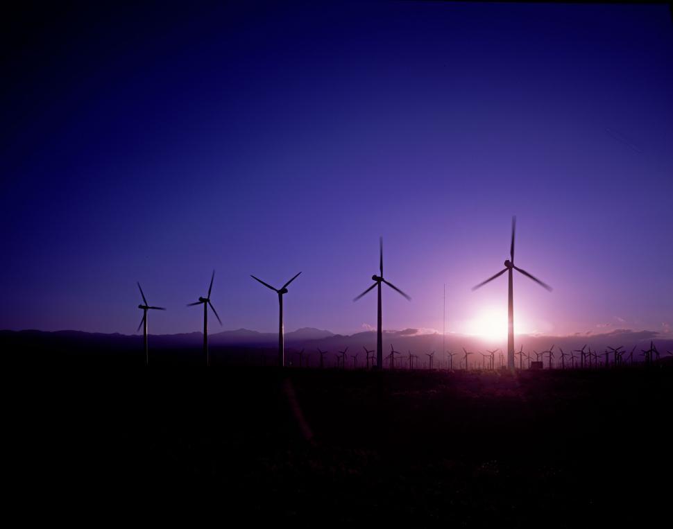 Free Image of Wind turbines - Sunrise  