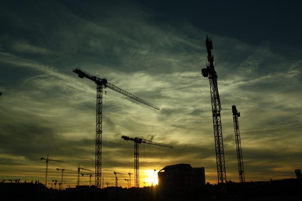 Free Image of Construction Site with dark clouds  