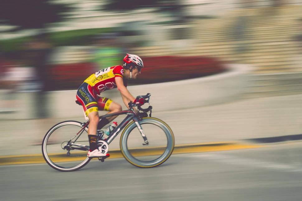 Free Image of Racing cyclist in action 