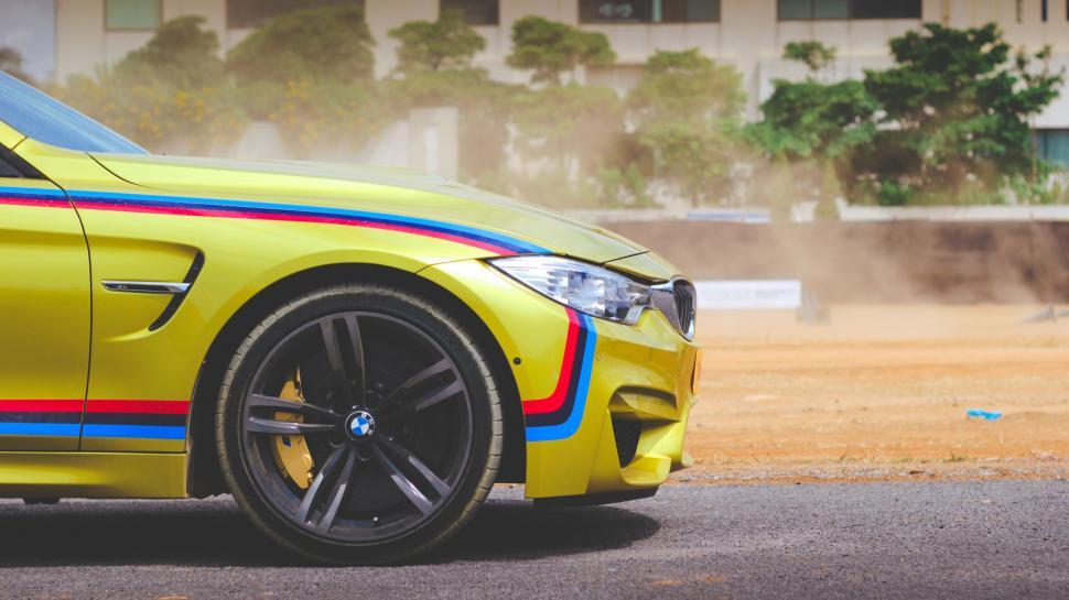 Free Image of Yellow BMW Car  