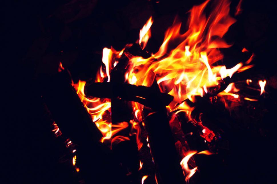 Free Image of Campfire burning 