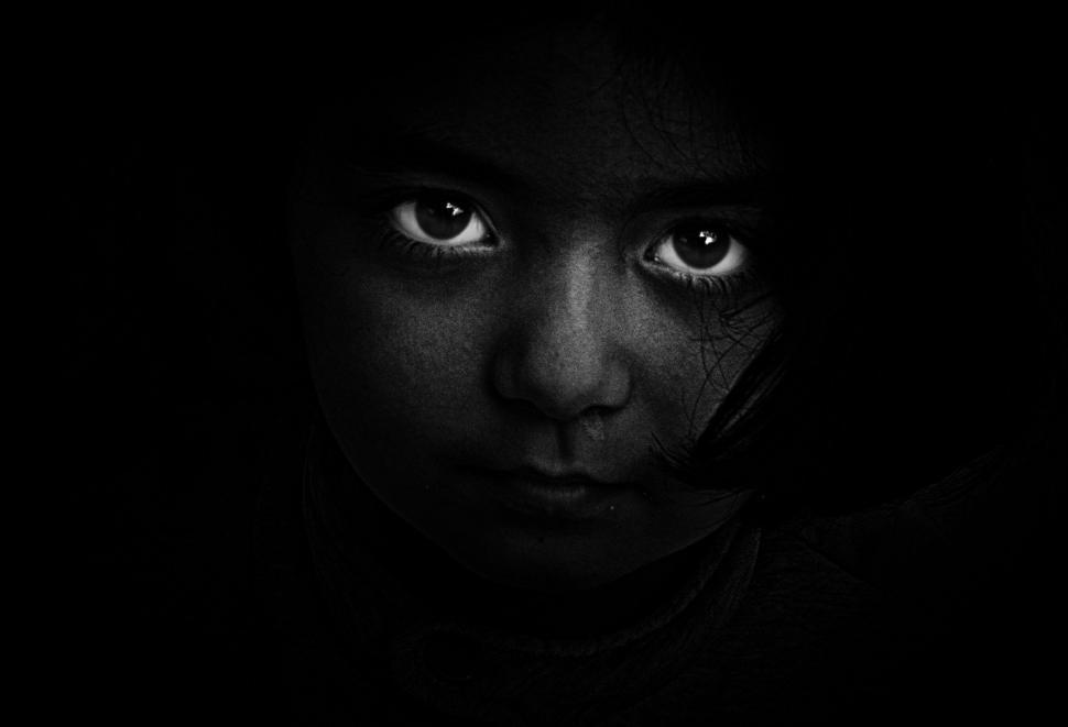 Free Image of Dark Portrait of Child  