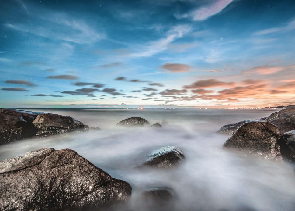 Free Image of Sea Fog and Blue Sky  