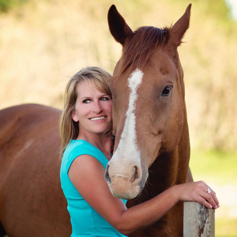 Free Image of Blonde Woman with Horse  