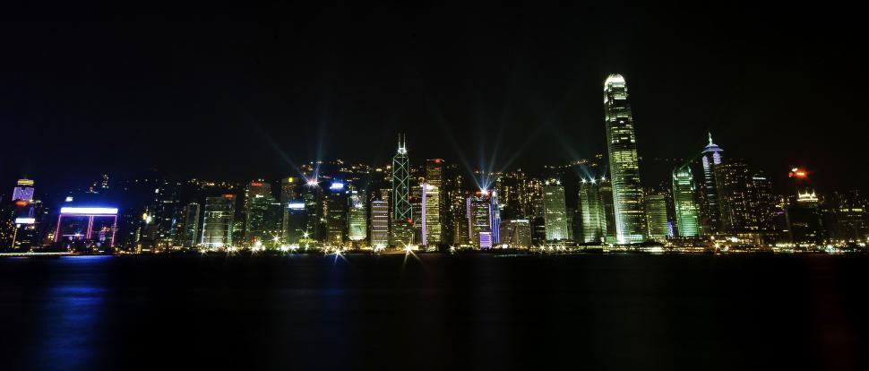 Free Image of Skyscrapers at night in Hong Kong  