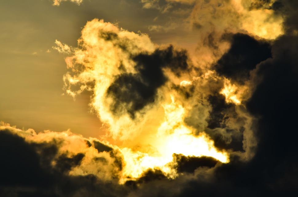 Free Image of Dark Clouds and Sun  