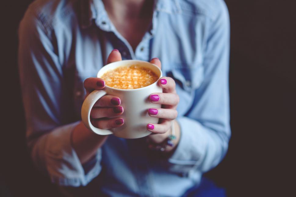Free Image of Woman Hand Holding Latte Coffee  