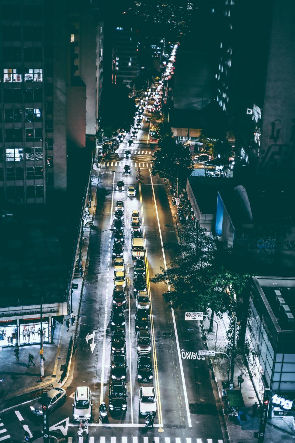 Free Image of Light Trails of cars on road - Night View  