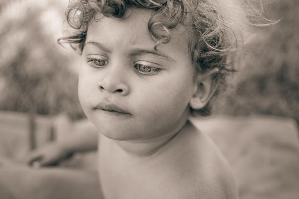 Free Image of Blue Eyes Toddler - Black and white  