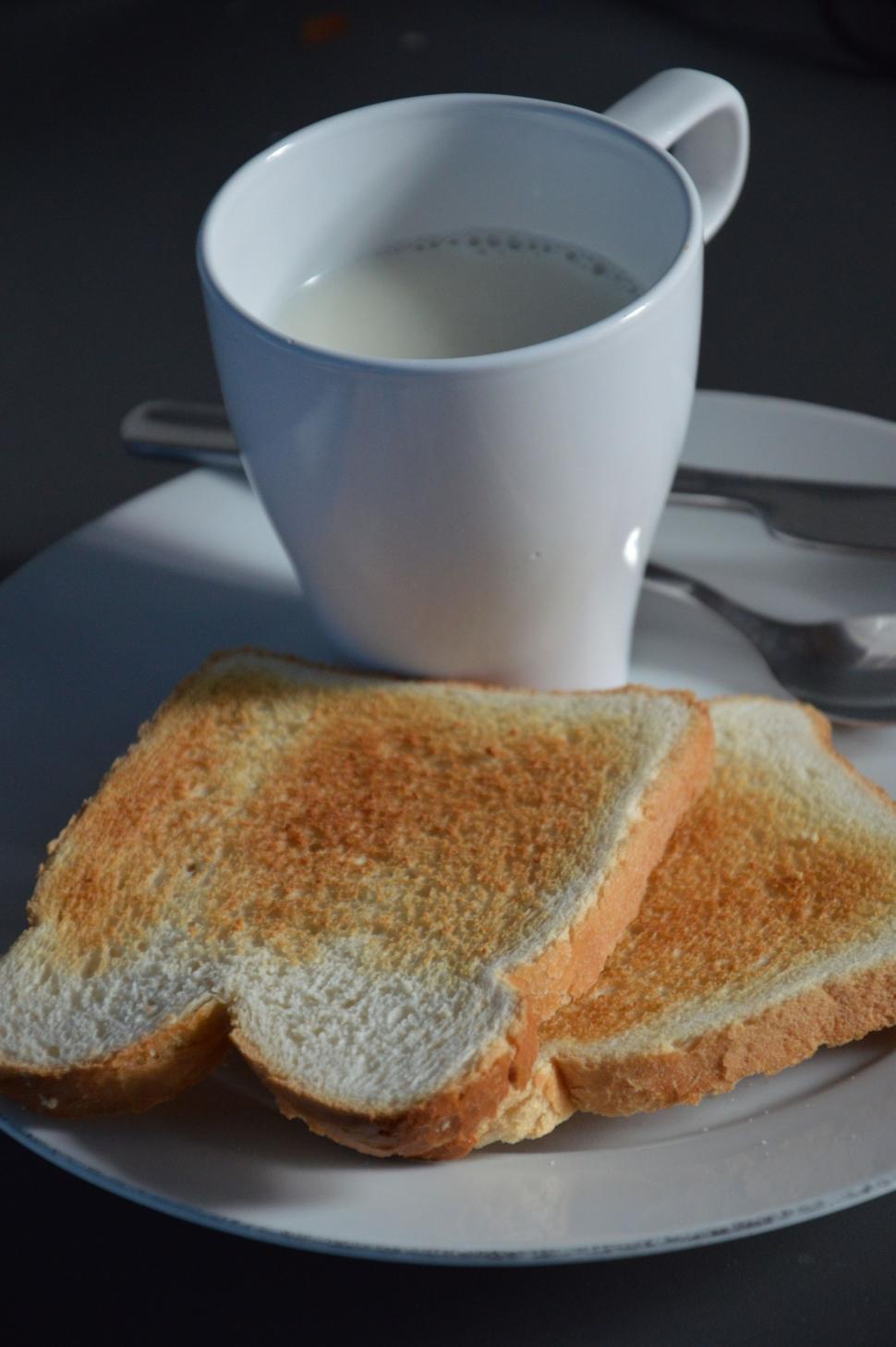 Free Image of Breakfast with bread and milk  
