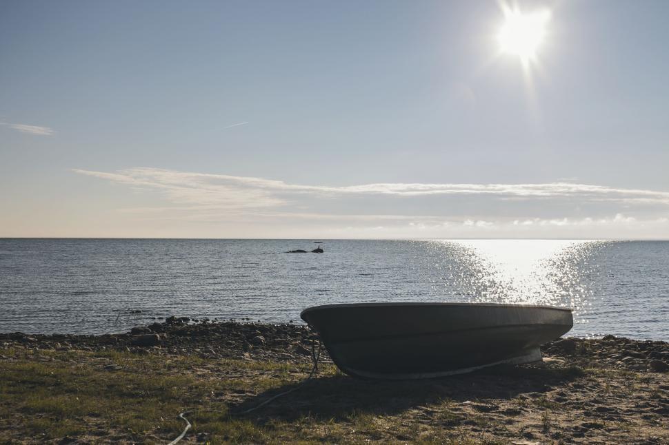 Free Image of Deserted Boat at Seashore  