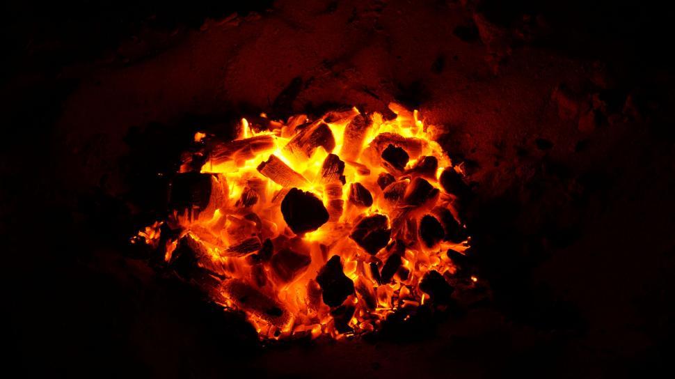 Download Free Stock Photo of Glowing embers in hot red color 