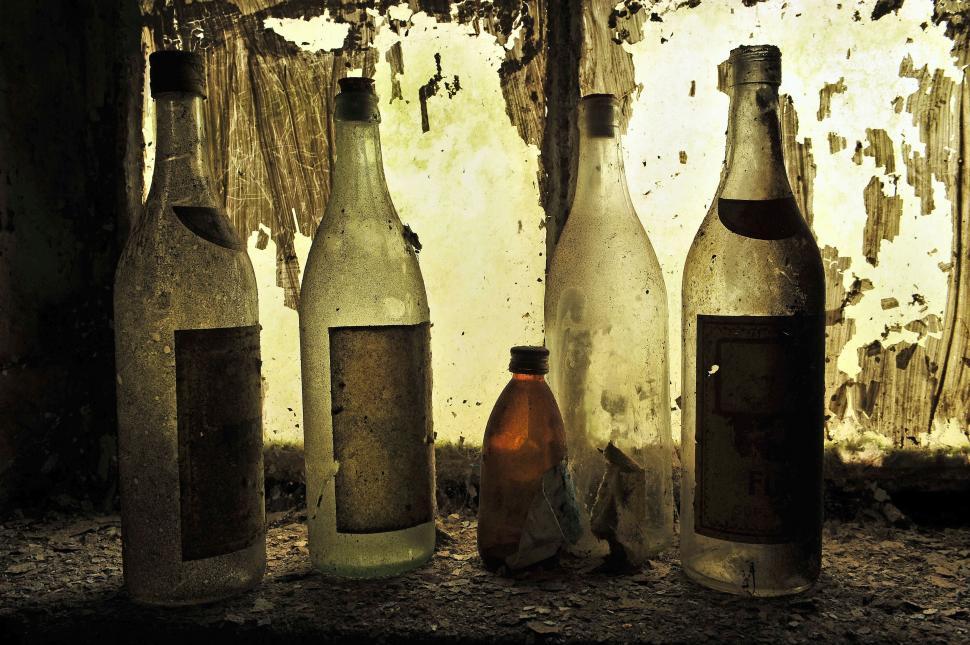Free Image of Empty Wine Bottles 