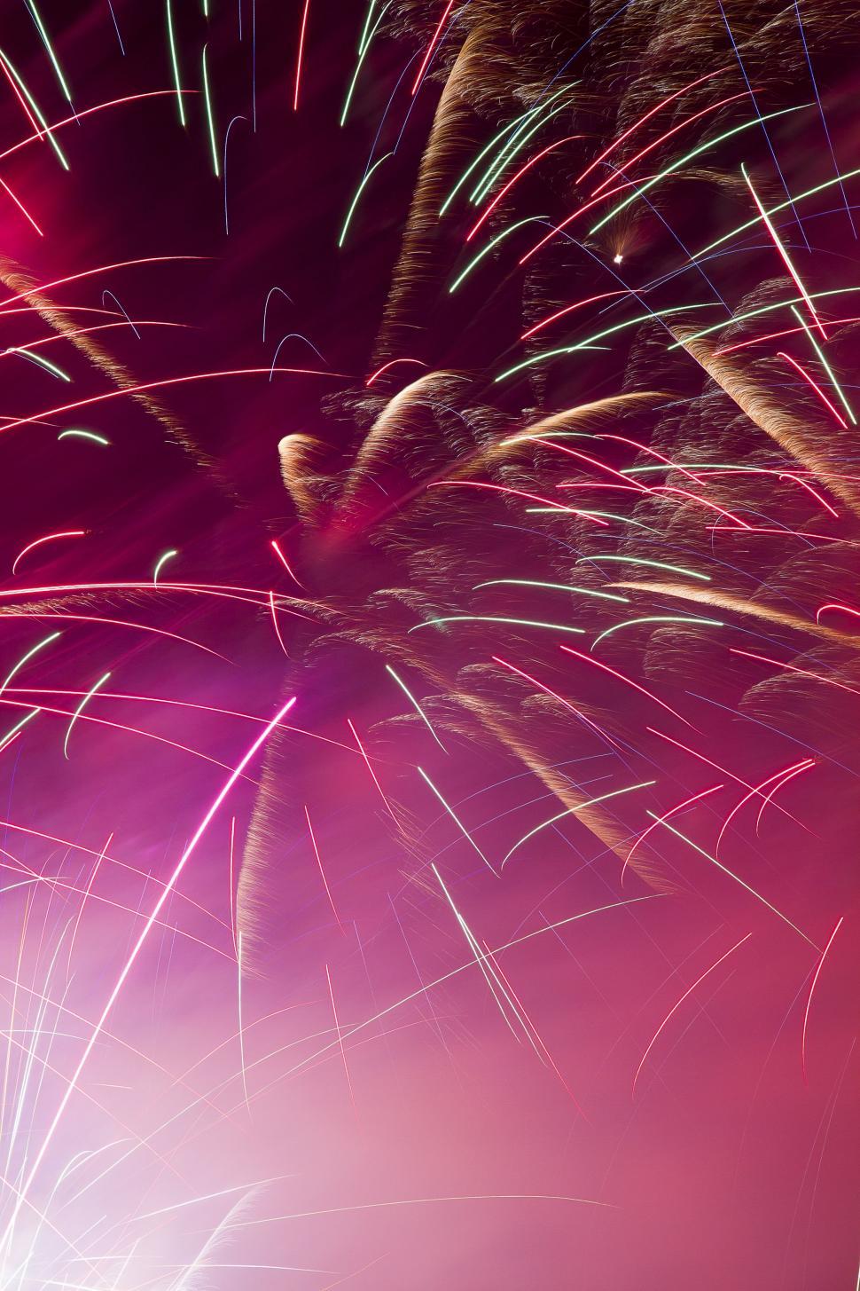 Free Image of PInk Sky And Fireworks  