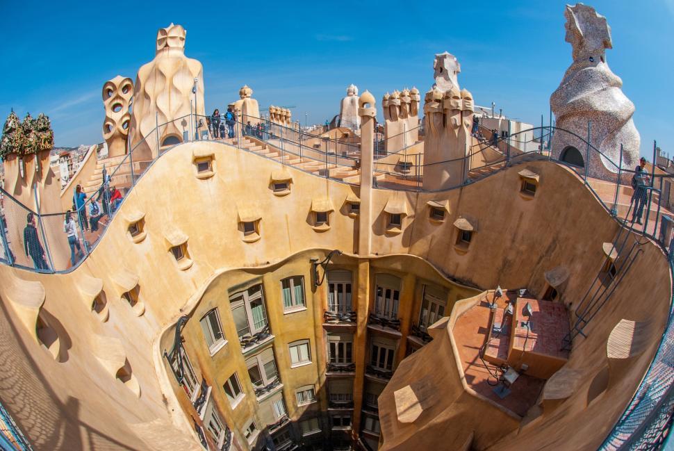 Free Image of Casa Milà terrace with sky  