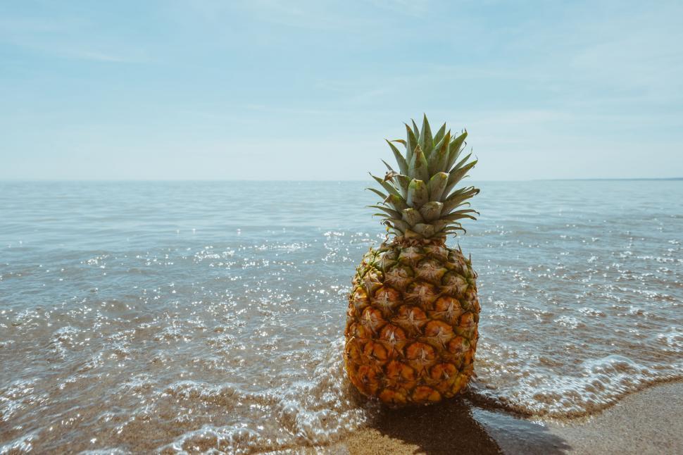 Free Image of Pineapple on Beach  