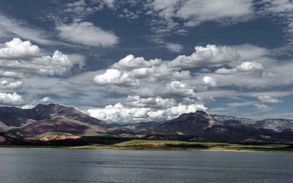 Free Image of Lake, Clouds and Mountains  